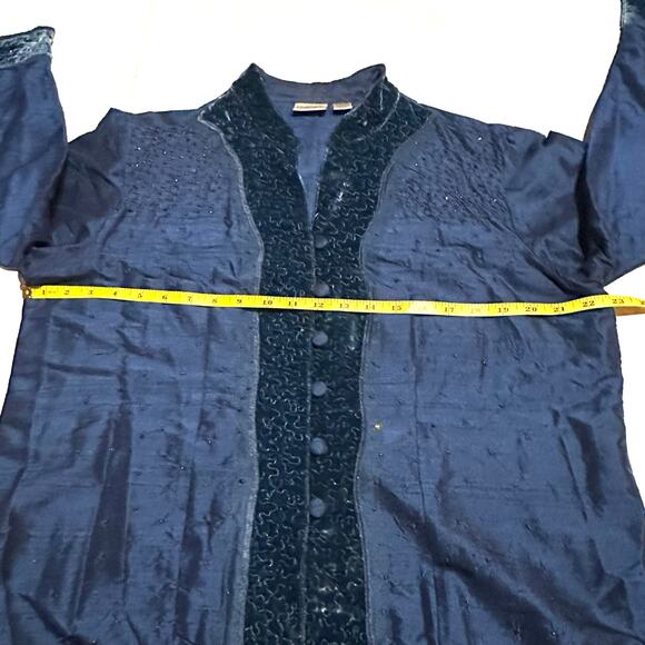 Chico's Blue 100% Silk Jacket Blazer Women's Size 3 XL - Picture 6 of 7